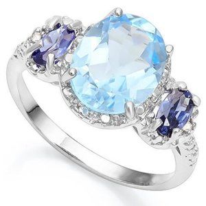 Stunning Swiss Blue Topaz, Lab Created Tanzanite And R
